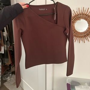 A&F Long Sleeve Asymmetrical Ponte Top
